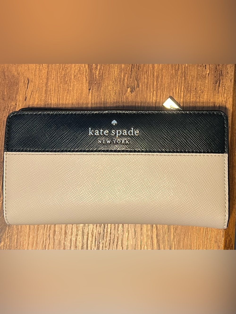 kate spade Two-Tone Black and Cream Saffiano Wallet